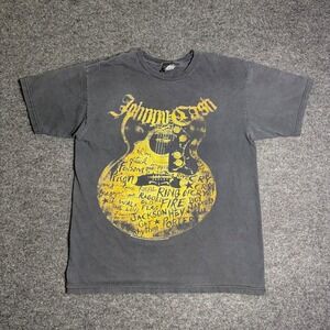 Vintage 2007 Zion Johnny Cash T-Shirt Mens M Black Band Tee Guitar Graphic